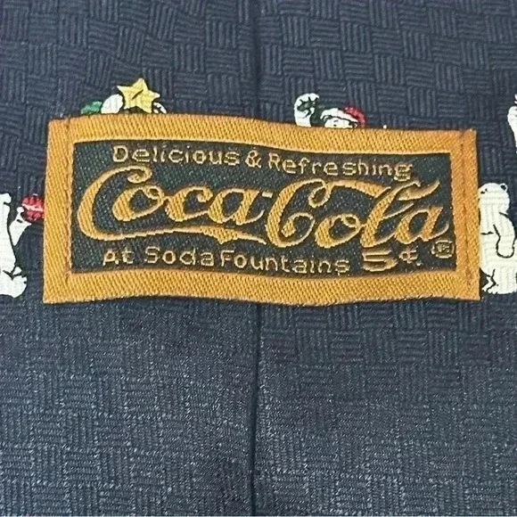 SOLD Vintage 1990’s Coca-Cola Polar Bear Christmas 100% Silk Men’s Neck Tie - Picture 5 of 8